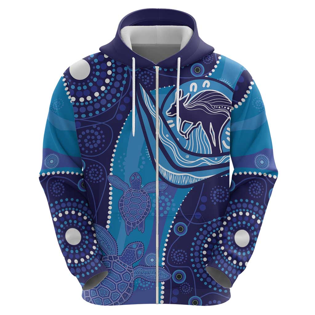 Australia Ngarrindjeri Zip Hoodie Animal Aboriginal Art