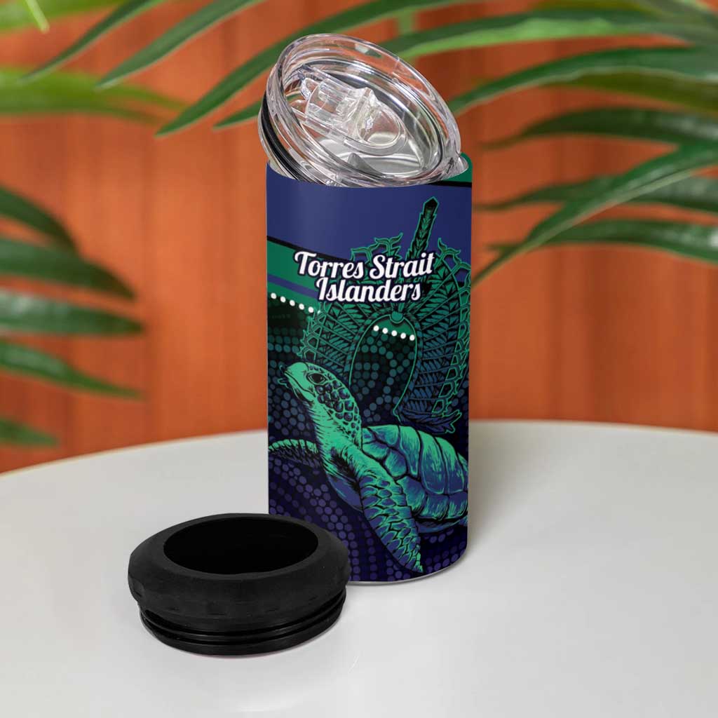 Torres Strait Islanders Flag Day 4 in 1 Can Cooler Tumbler Dhari One Flag One People One Spirit