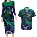 Torres Strait Islanders Flag Day Couples Matching Long Sleeve Bodycon Dress and Hawaiian Shirt Dhari One Flag One People One Spirit