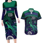 Torres Strait Islanders Flag Day Couples Matching Long Sleeve Bodycon Dress and Hawaiian Shirt Dhari One Flag One People One Spirit