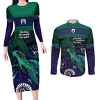 Torres Strait Islanders Flag Day Couples Matching Long Sleeve Bodycon Dress and Long Sleeve Button Shirt Dhari One Flag One People One Spirit