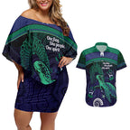 Torres Strait Islanders Flag Day Couples Matching Off Shoulder Short Dress and Hawaiian Shirt Dhari One Flag One People One Spirit