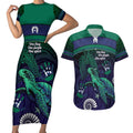 Torres Strait Islanders Flag Day Couples Matching Short Sleeve Bodycon Dress and Hawaiian Shirt Dhari One Flag One People One Spirit