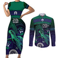Torres Strait Islanders Flag Day Couples Matching Short Sleeve Bodycon Dress and Long Sleeve Button Shirt Dhari One Flag One People One Spirit