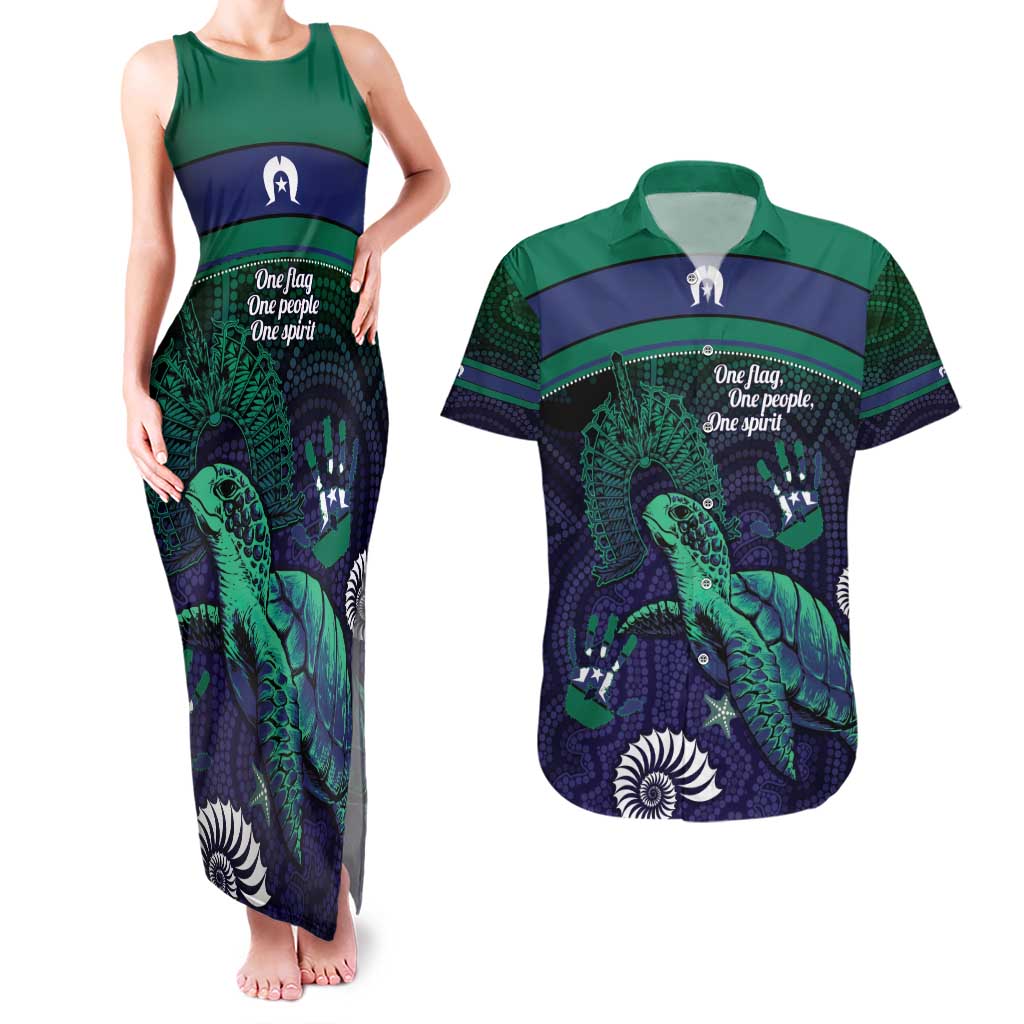 Torres Strait Islanders Flag Day Couples Matching Tank Maxi Dress and Hawaiian Shirt Dhari One Flag One People One Spirit
