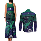 Torres Strait Islanders Flag Day Couples Matching Tank Maxi Dress and Long Sleeve Button Shirt Dhari One Flag One People One Spirit