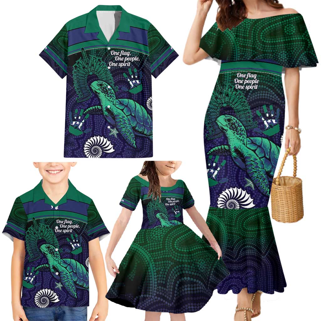 Torres Strait Islanders Flag Day Family Matching Mermaid Dress and Hawaiian Shirt Dhari One Flag One People One Spirit
