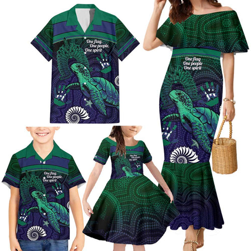 Torres Strait Islanders Flag Day Family Matching Mermaid Dress and Hawaiian Shirt Dhari One Flag One People One Spirit