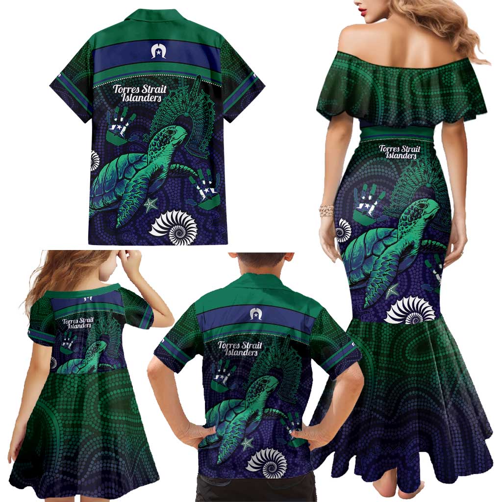 Torres Strait Islanders Flag Day Family Matching Mermaid Dress and Hawaiian Shirt Dhari One Flag One People One Spirit