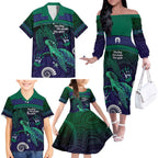 Torres Strait Islanders Flag Day Family Matching Off The Shoulder Long Sleeve Dress and Hawaiian Shirt Dhari One Flag One People One Spirit