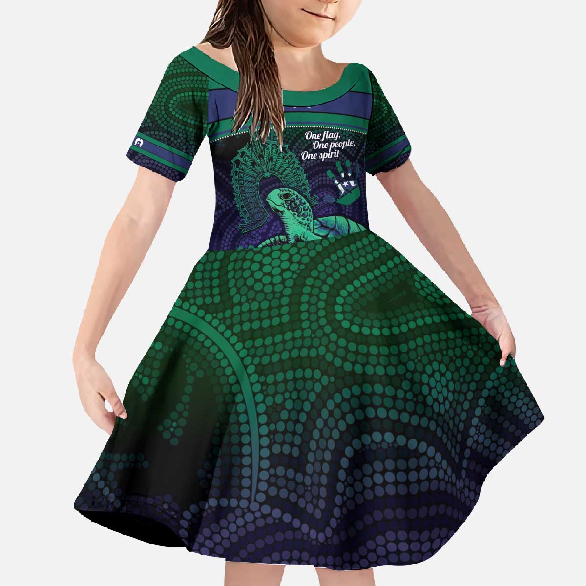 Torres Strait Islanders Flag Day Family Matching Off The Shoulder Long Sleeve Dress and Hawaiian Shirt Dhari One Flag One People One Spirit
