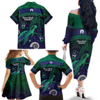 Torres Strait Islanders Flag Day Family Matching Off The Shoulder Long Sleeve Dress and Hawaiian Shirt Dhari One Flag One People One Spirit