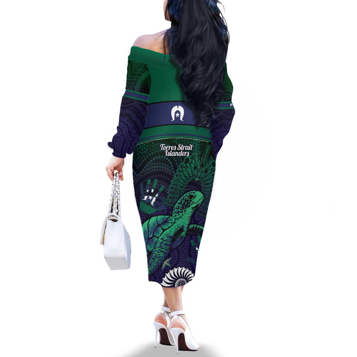 Torres Strait Islanders Flag Day Family Matching Off The Shoulder Long Sleeve Dress and Hawaiian Shirt Dhari One Flag One People One Spirit