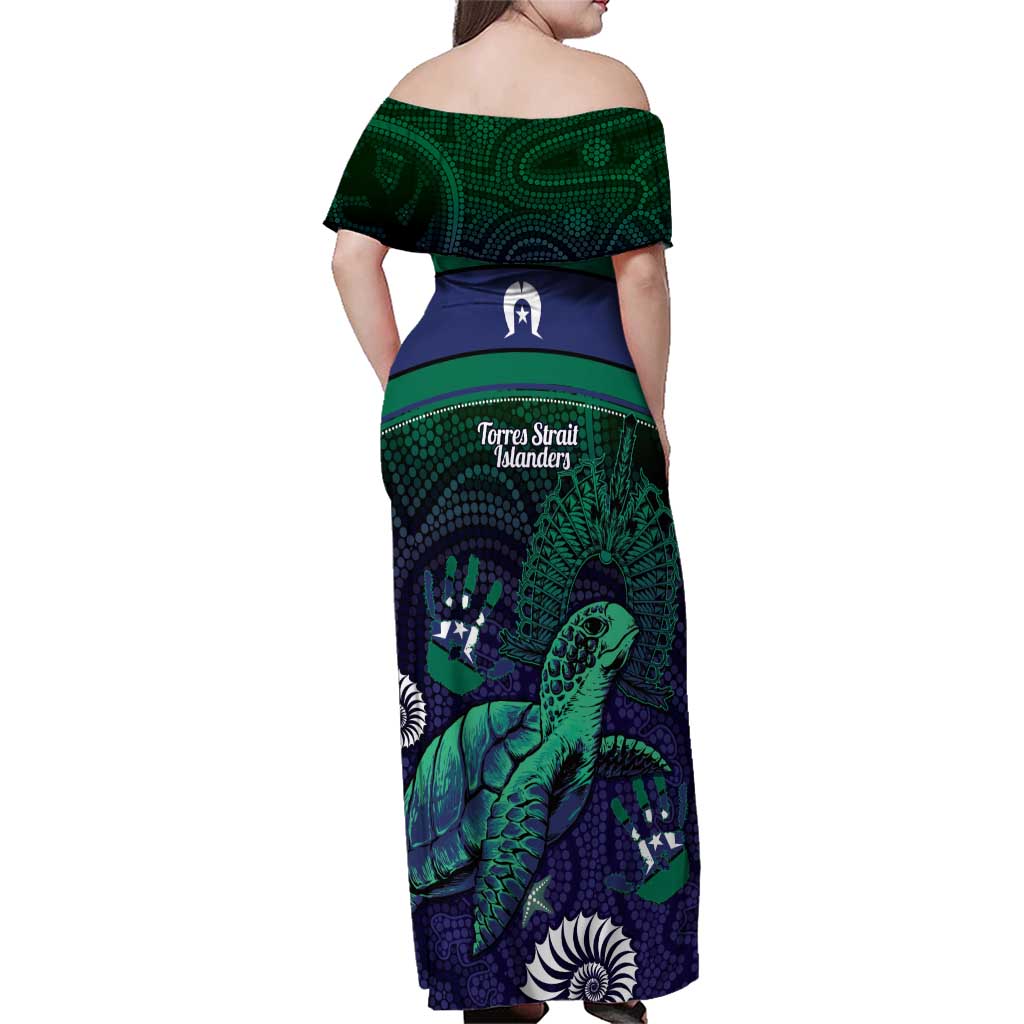 Torres Strait Islanders Flag Day Family Matching Off Shoulder Maxi Dress and Hawaiian Shirt Dhari One Flag One People One Spirit