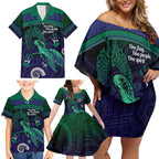 Torres Strait Islanders Flag Day Family Matching Off Shoulder Short Dress and Hawaiian Shirt Dhari One Flag One People One Spirit