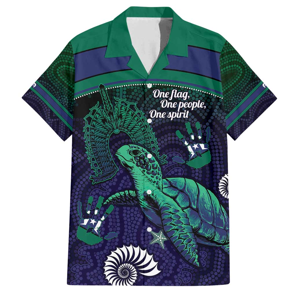 Torres Strait Islanders Flag Day Family Matching Off Shoulder Short Dress and Hawaiian Shirt Dhari One Flag One People One Spirit