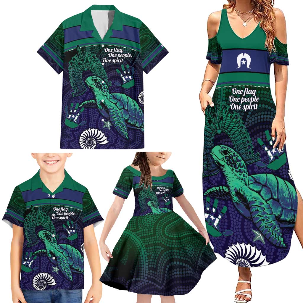 Torres Strait Islanders Flag Day Family Matching Summer Maxi Dress and Hawaiian Shirt Dhari One Flag One People One Spirit