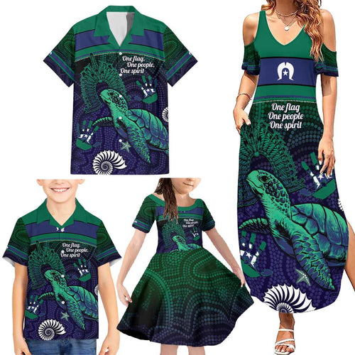 Torres Strait Islanders Flag Day Family Matching Summer Maxi Dress and Hawaiian Shirt Dhari One Flag One People One Spirit