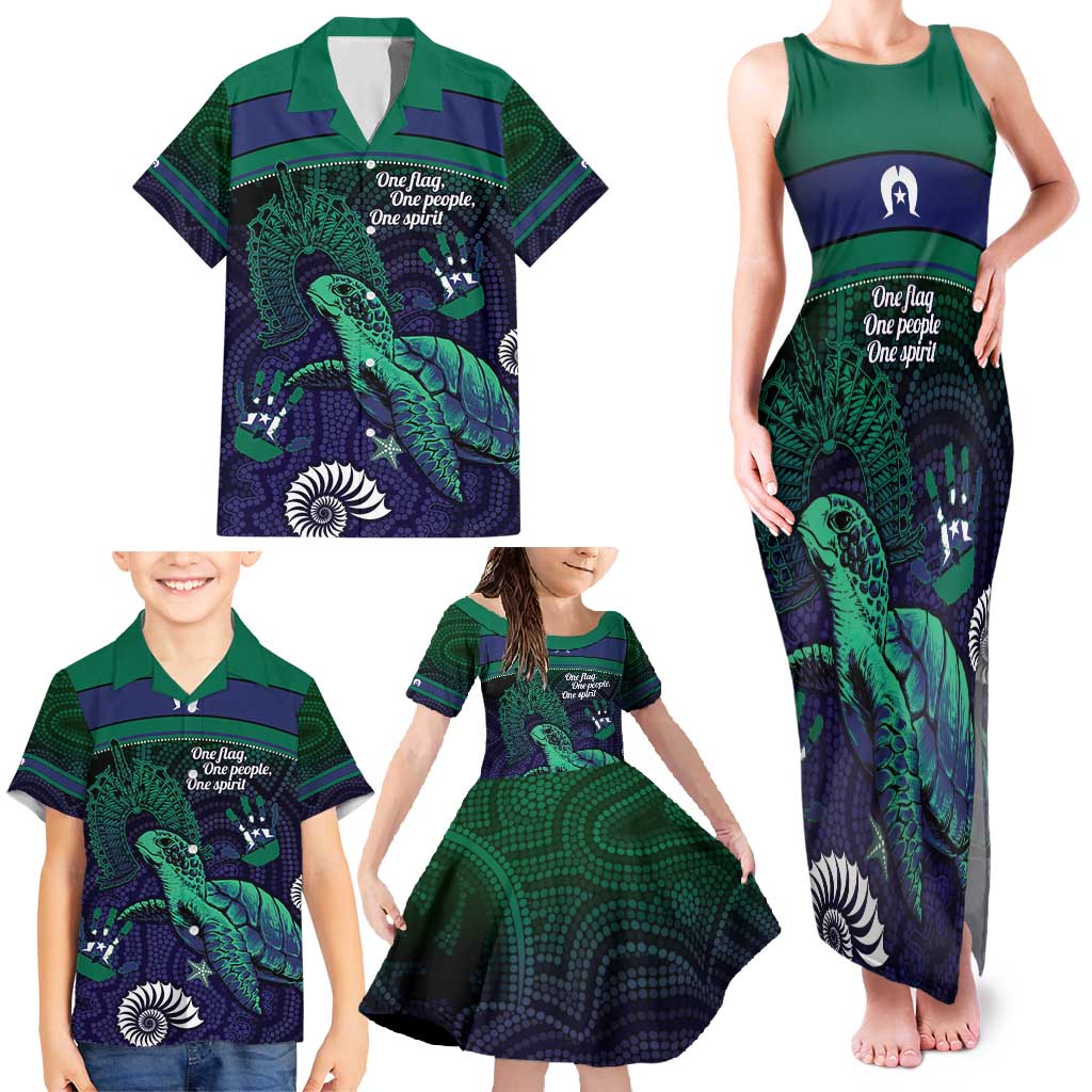 Torres Strait Islanders Flag Day Family Matching Tank Maxi Dress and Hawaiian Shirt Dhari One Flag One People One Spirit