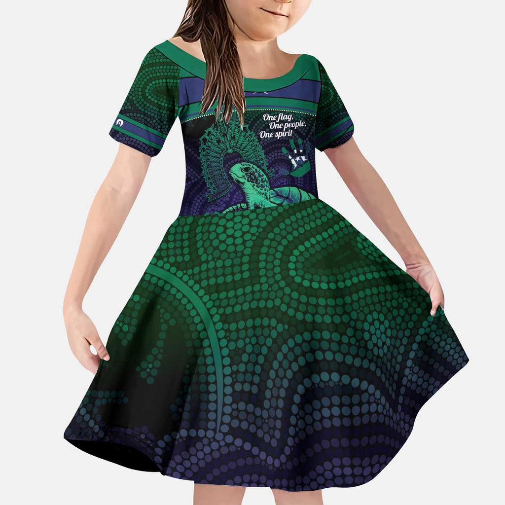 Torres Strait Islanders Flag Day Kid Short Sleeve Dress Dhari One Flag One People One Spirit