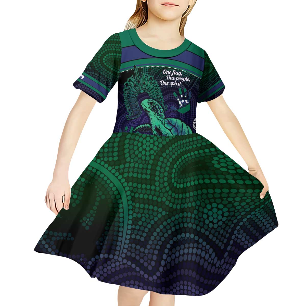 Torres Strait Islanders Flag Day Kid Short Sleeve Dress Dhari One Flag One People One Spirit