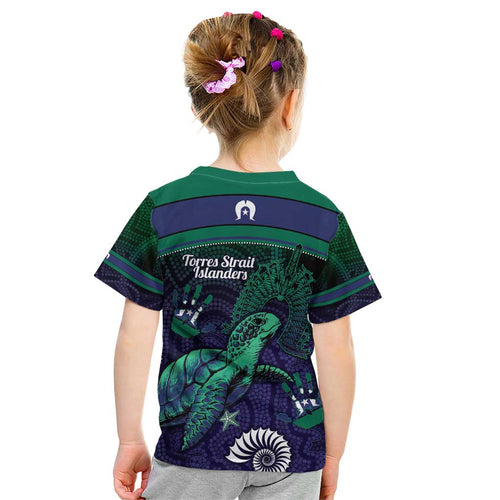 Torres Strait Islanders Flag Day Kid T Shirt Dhari One Flag One People One Spirit