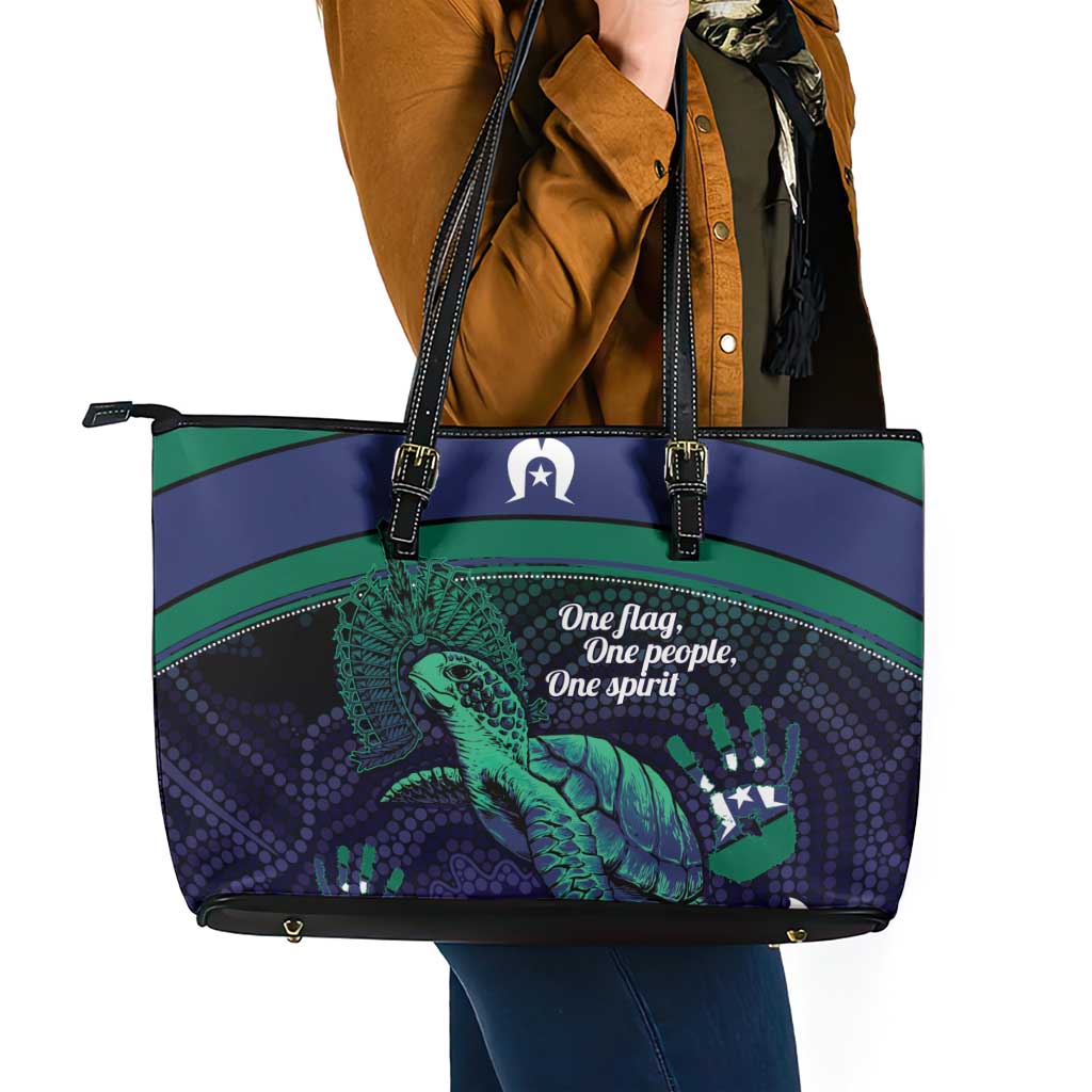 Torres Strait Islanders Flag Day Leather Tote Bag Dhari One Flag One People One Spirit