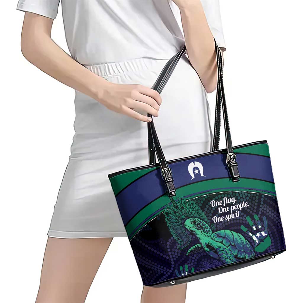 Torres Strait Islanders Flag Day Leather Tote Bag Dhari One Flag One People One Spirit