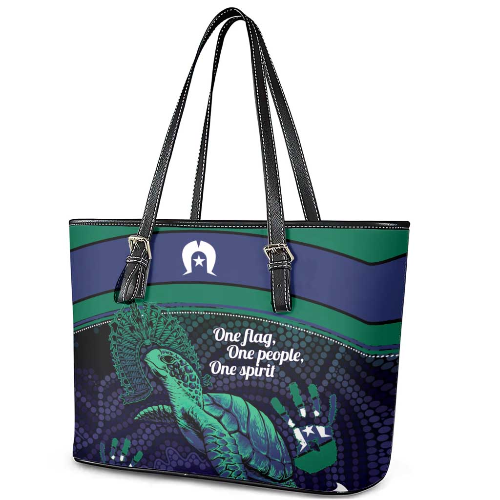 Torres Strait Islanders Flag Day Leather Tote Bag Dhari One Flag One People One Spirit