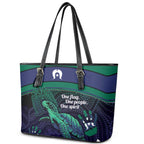 Torres Strait Islanders Flag Day Leather Tote Bag Dhari One Flag One People One Spirit