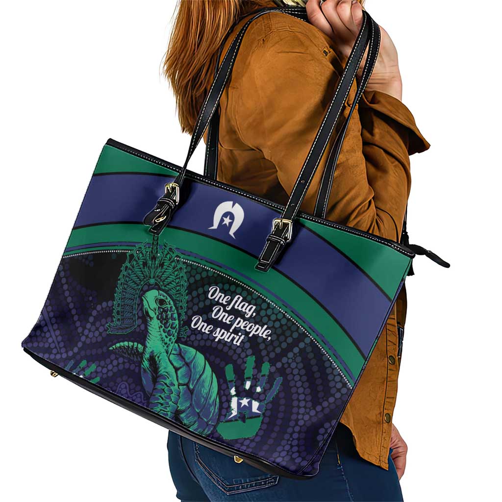 Torres Strait Islanders Flag Day Leather Tote Bag Dhari One Flag One People One Spirit