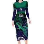 Torres Strait Islanders Flag Day Long Sleeve Bodycon Dress Dhari One Flag One People One Spirit