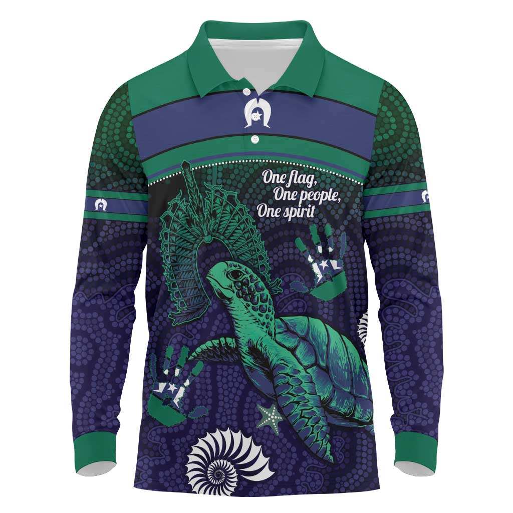 Torres Strait Islanders Flag Day Long Sleeve Polo Shirt Dhari One Flag One People One Spirit