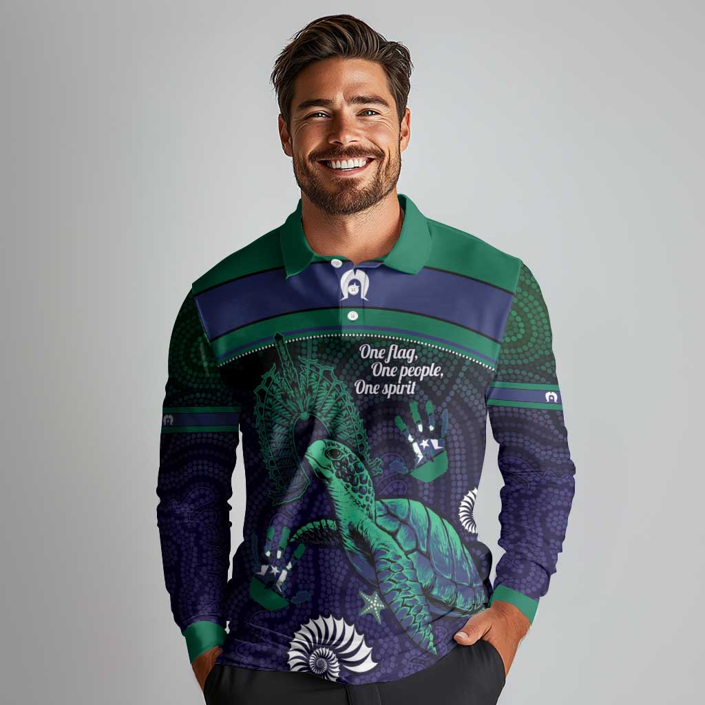 Torres Strait Islanders Flag Day Long Sleeve Polo Shirt Dhari One Flag One People One Spirit