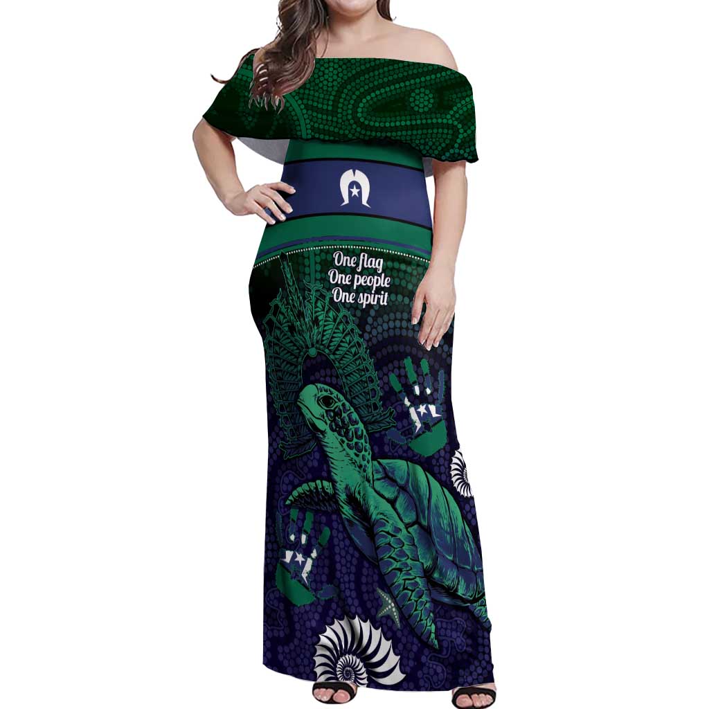 Torres Strait Islanders Flag Day Off Shoulder Maxi Dress Dhari One Flag One People One Spirit