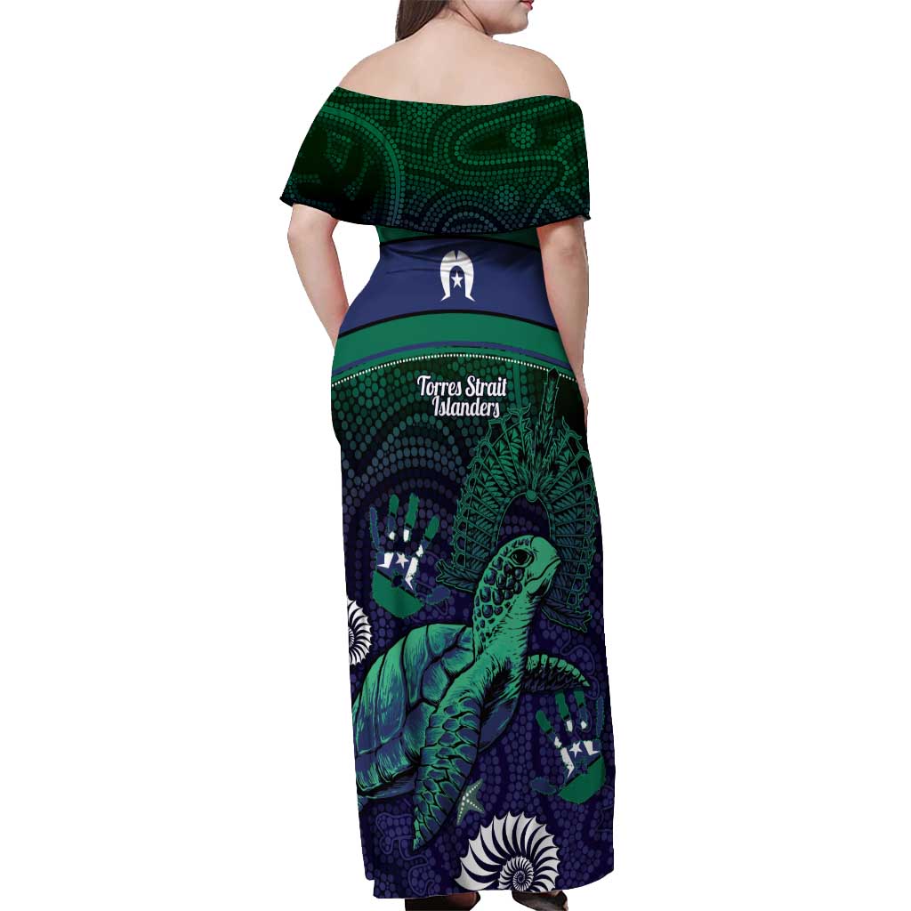 Torres Strait Islanders Flag Day Off Shoulder Maxi Dress Dhari One Flag One People One Spirit
