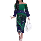 Torres Strait Islanders Flag Day Off The Shoulder Long Sleeve Dress Dhari One Flag One People One Spirit