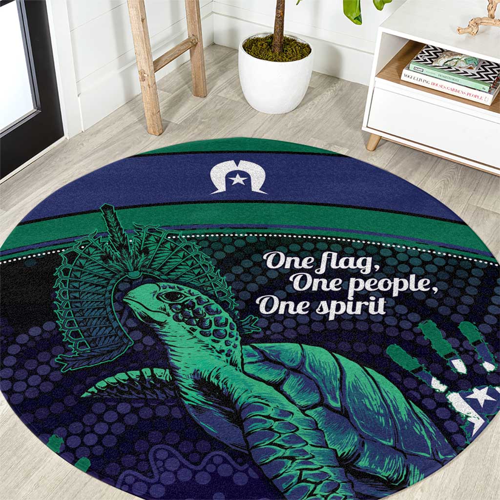 Torres Strait Islanders Flag Day Round Carpet Dhari One Flag One People One Spirit