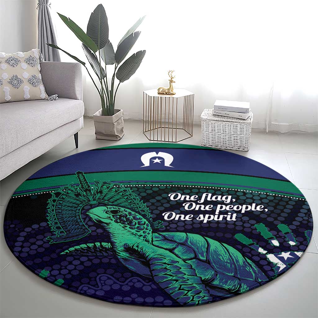Torres Strait Islanders Flag Day Round Carpet Dhari One Flag One People One Spirit