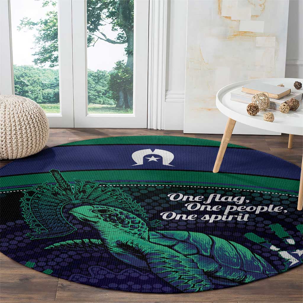 Torres Strait Islanders Flag Day Round Carpet Dhari One Flag One People One Spirit
