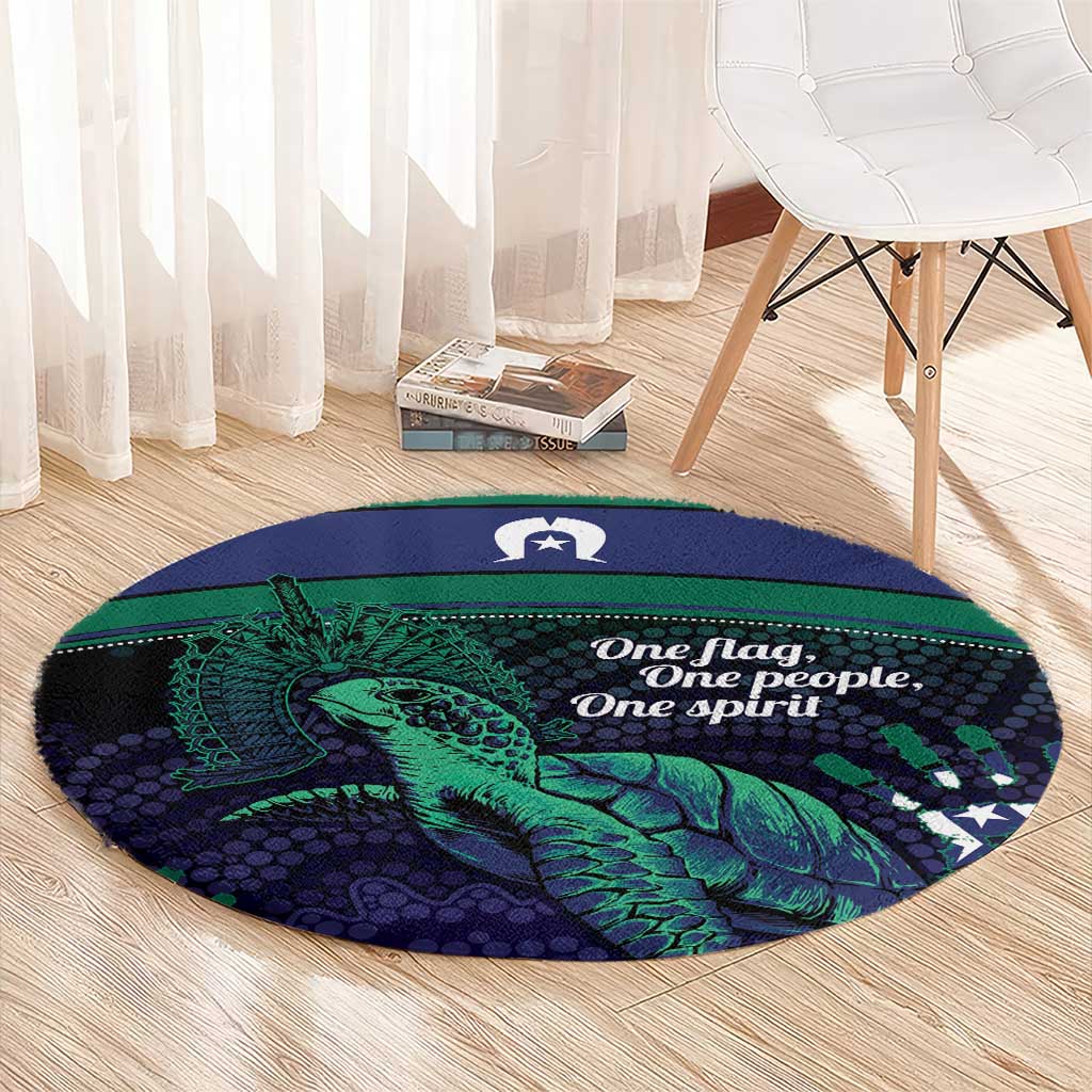 Torres Strait Islanders Flag Day Round Carpet Dhari One Flag One People One Spirit
