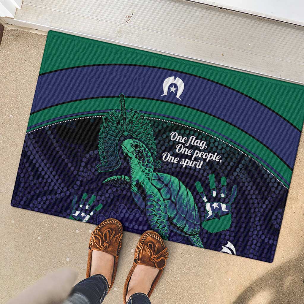 Torres Strait Islanders Flag Day Rubber Doormat Dhari One Flag One People One Spirit