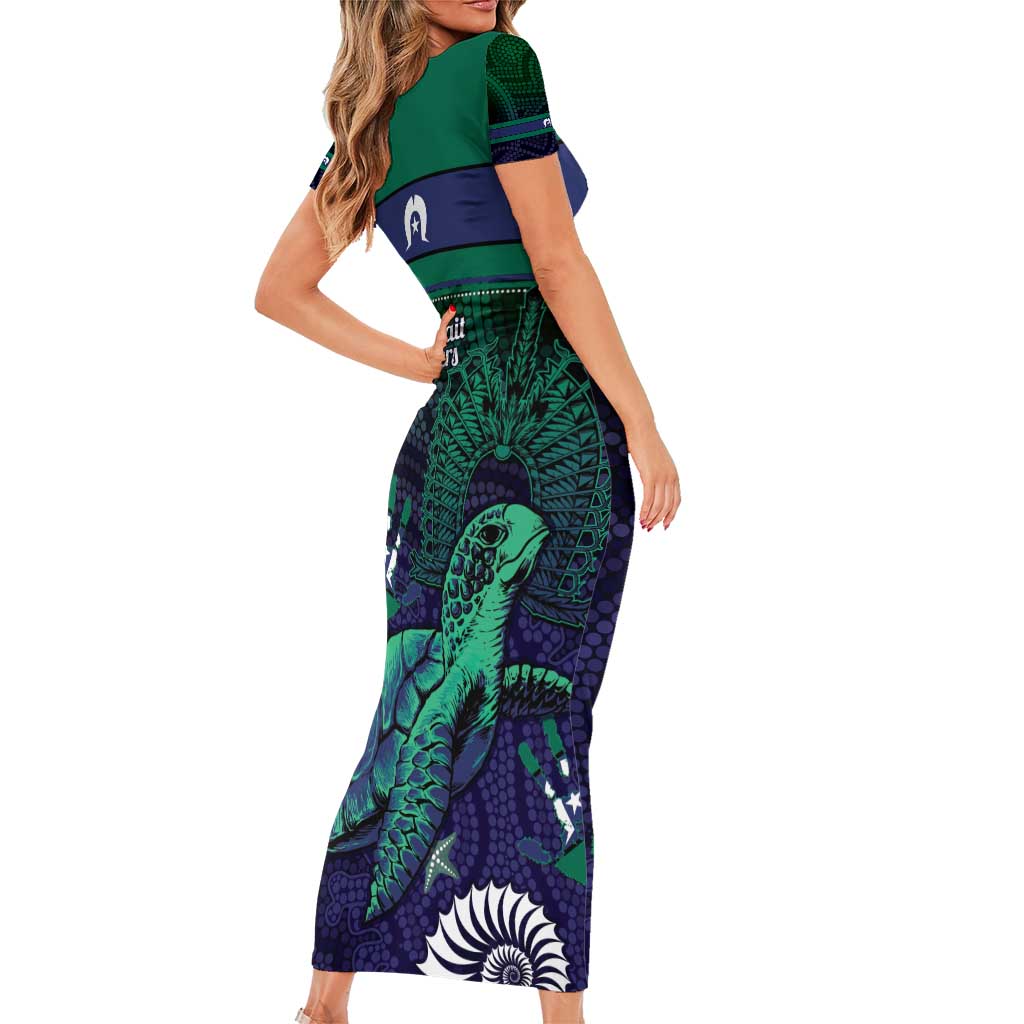 Torres Strait Islanders Flag Day Short Sleeve Bodycon Dress Dhari One Flag One People One Spirit
