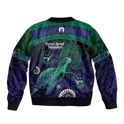 Torres Strait Islanders Flag Day Sleeve Zip Bomber Jacket Dhari One Flag One People One Spirit