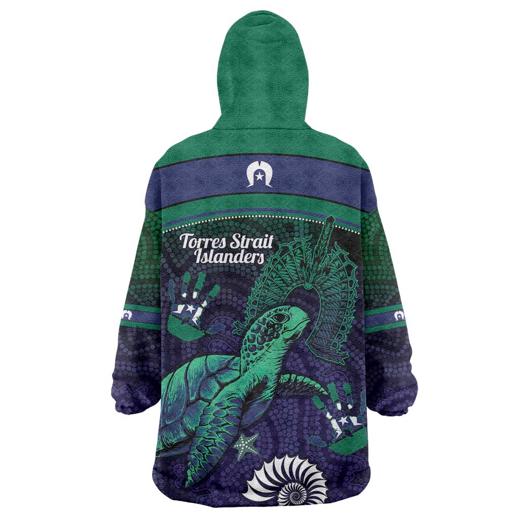 Torres Strait Islanders Flag Day Wearable Blanket Hoodie Dhari One Flag One People One Spirit