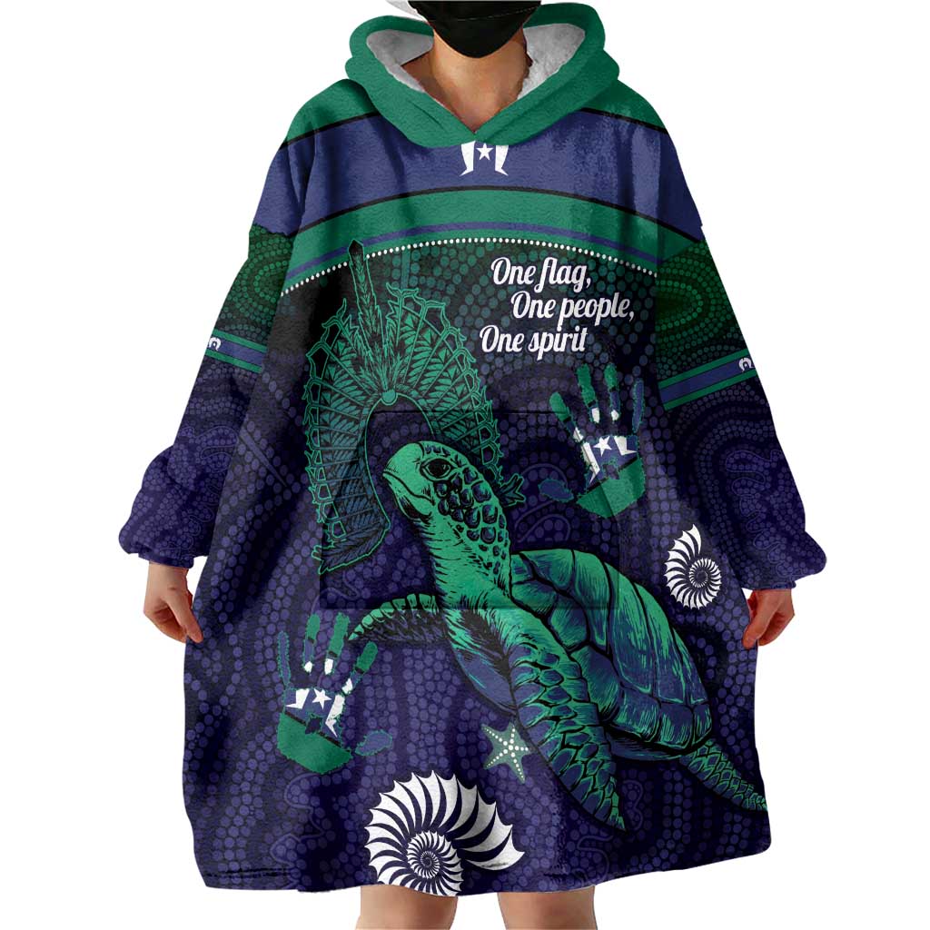 Torres Strait Islanders Flag Day Wearable Blanket Hoodie Dhari One Flag One People One Spirit