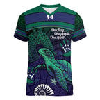 Torres Strait Islanders Flag Day Women V-Neck T-Shirt Dhari One Flag One People One Spirit