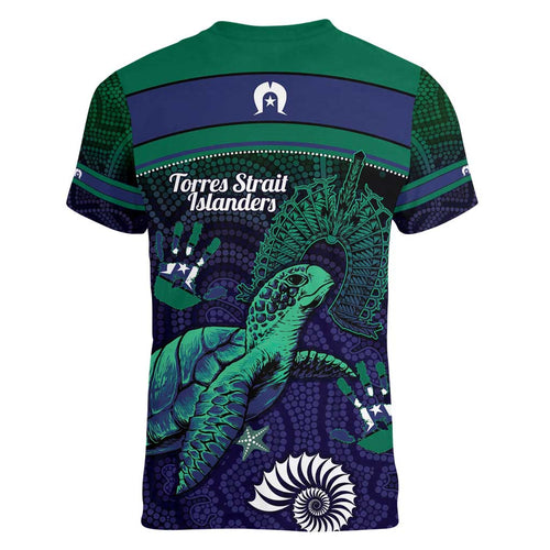 Torres Strait Islanders Flag Day Women V-Neck T-Shirt Dhari One Flag One People One Spirit