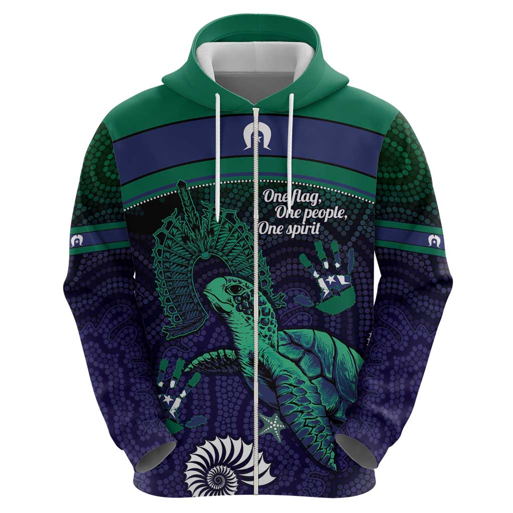 Torres Strait Islanders Flag Day Zip Hoodie Dhari One Flag One People One Spirit
