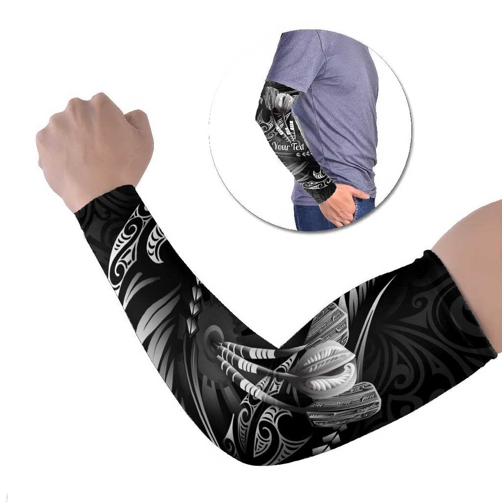 Personalised All Black New Zealand Darts Arm Sleeves Aoteroa Fern Maori Galaxy Style - Aussie Hoodie